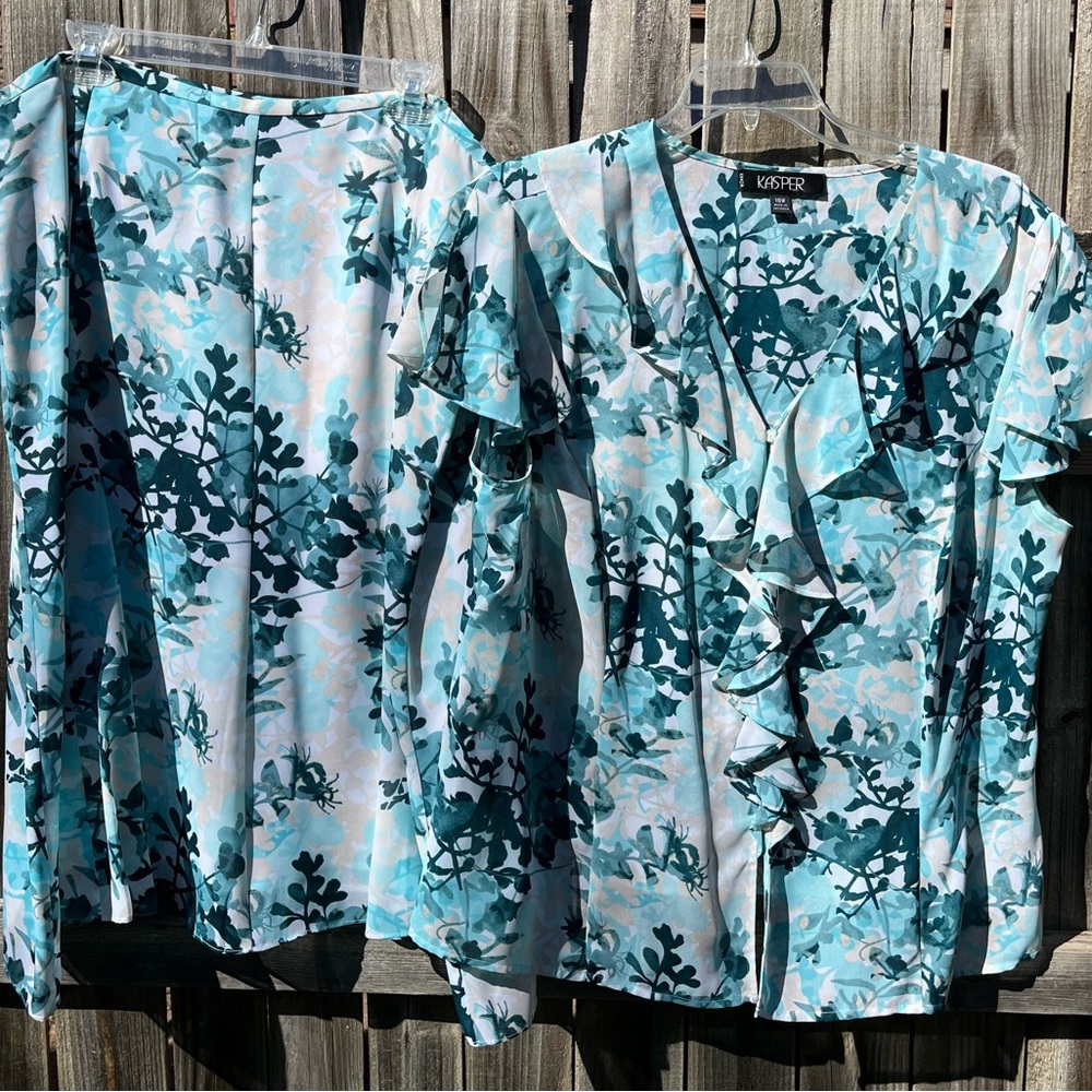 Kasper Teal Floral Skirt Separate